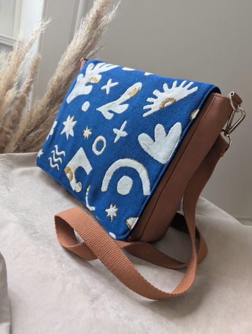 sac interchangeable bleu et camel